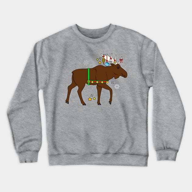 Festive Christmas Holiday Moose Crewneck Sweatshirt by PenguinCornerStore